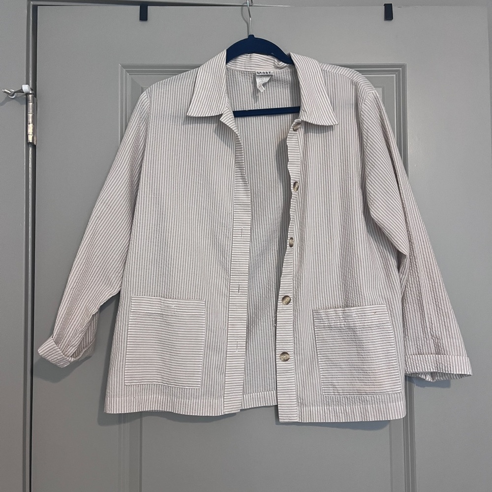 Neutral Linen Striped Shirt